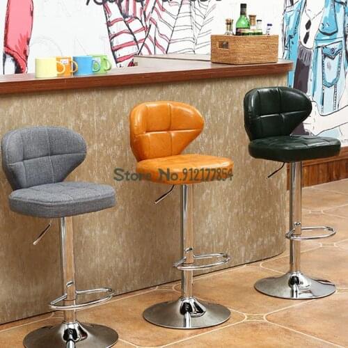 European-style Bar Stools, Bar Stools, High-foot Cashier Bar Stools, Lifting And Rotating Home Backrest Learning Chairs