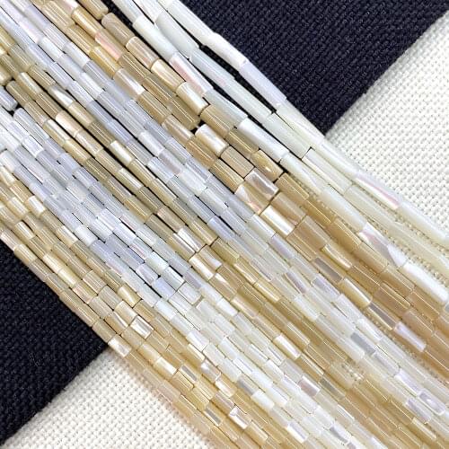 Natural Horseshoe Shell Tube Beads 3x7mm Mother-of-pearl Long Tube Beads for Jewelry Making DIY Necklace Bracelet Accessories