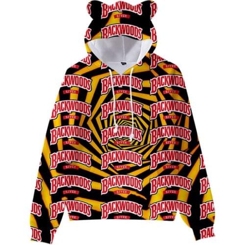 2 To 15 Years Kids Hoodies Backwoods 3D Printed Cat Ears Kids Hoodie Sweatshirt Boys Girls Cartoon Jacket Coat Children Clothes