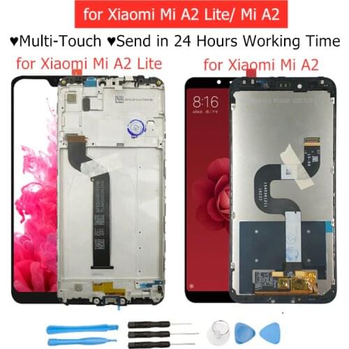 100% New for Xiaomi Mi A2 Lite/ Mi A2 LCD Display Screen Touch + Frame Assembly LCD Display Touch Screen Repair Spare Parts