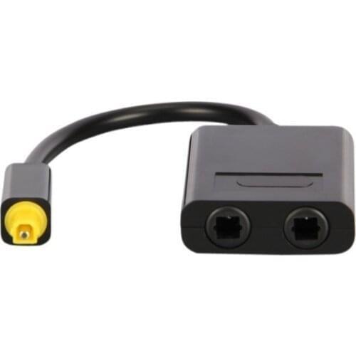 Dual Port Toslink Digital Optical Audio Splitter Adapter Fiber Optic Audio Cable 1 In 2 Out Black Color