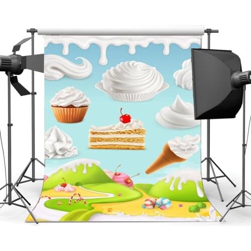Girls 1st Birthday Backdrop Sweet Baby Shower Backdrops Cake Smash Ice Cream Candy Cane Lollipops Background