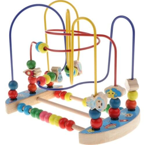 Baby Activity Bead Maze Puzzle, Toddler Baby Wooden Roller Coaster Sliding Beads