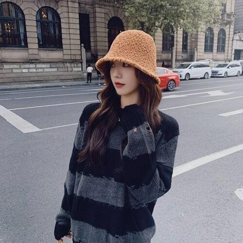 6 colors available New fashion casual thick warm cap temperamental women cute comfortable winter elegant solid bucket hat