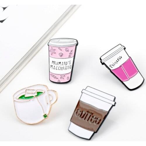 Coffee Enamel Pin Coffee Bean Pot Cup Latte Cappuccino Brooches Bag Lapel Pin Clothes Badge Jewelry Gift for barista