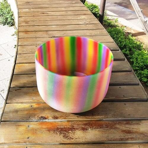 Rainbow Color Chakra Quartz Frosted crystal singing bowl 10 inch for sound healing