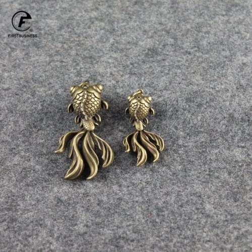 Copper Goldfish Figurines Retro Brass Lucky Animal Statue Ornament Feng Shui Home Decor Desk Decoration Tea Pet Keychain Pendant