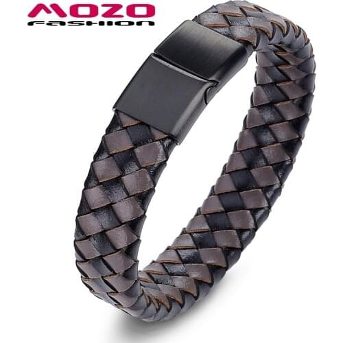 Fashion Jewelry Men Retro Weave Leather Buckle Bracelets & Bangles Male Classic Lattice Collocation PS2035