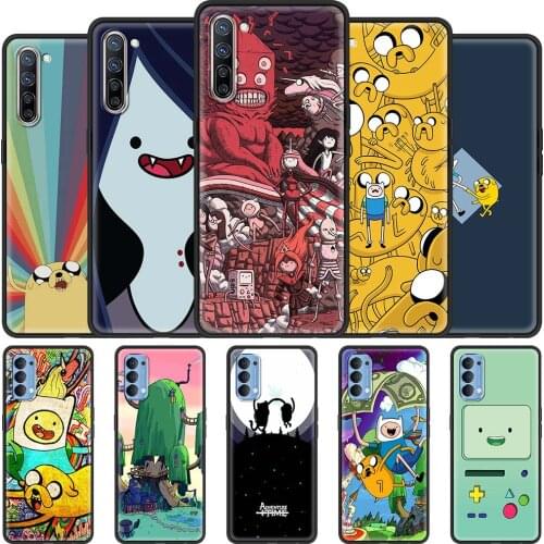 Soft Case for Oppo A9 2020 A52 A53 Find X2 Lite Reno3 Pro A94 A74 Reno 4 ACE Black Silicone Phone Cover Anime Adventure Time Sac