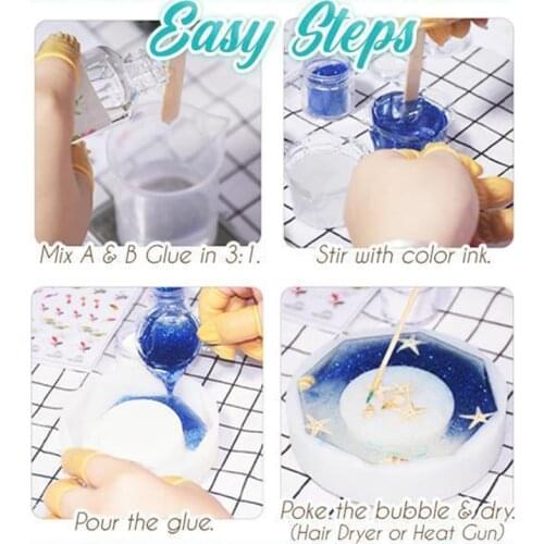 Epoxies Transparent Crystal Clear Epoxy Resin Glue Kit A B Glue Set for DIY Jewelry Crafts Resists Yellowing TSL1