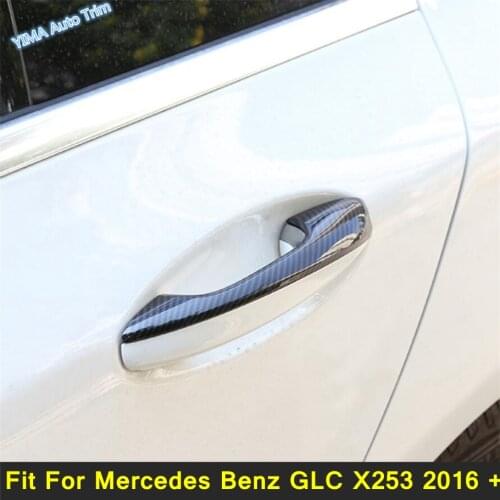 Lapetus Auto Outside Door Handle Bowl Cover Trim ABS For Mercedes Benz GLC X253 2016 - 2021 Chrome / Carbon Fiber Accessories
