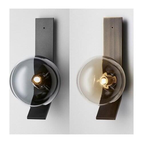 Post modern simple light luxury wall lamp Nordic living room background wall lamp round glass bedroom bedside lamp