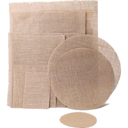 Nature Jute Burlap Hessian Round Square Piece Wedding Table Decoration DIY Craft Supplies Christmas Halloween Xmas Party Decor