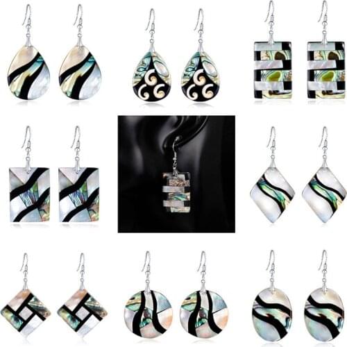 NEW Abalone Shell Thin Slices Teardrop Dangle Earring 1 Pair