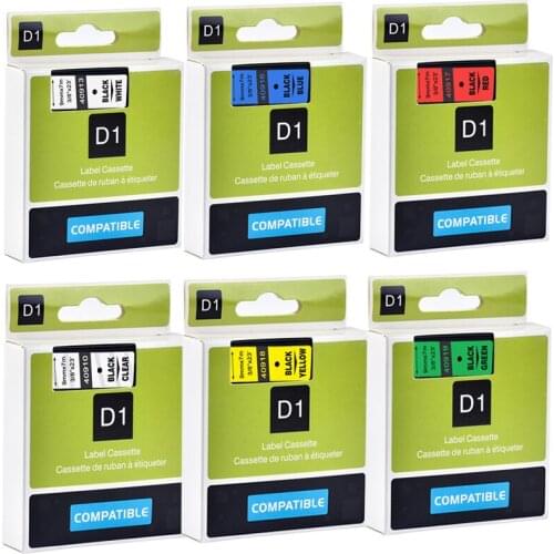 6Pack Mixed 6colors 40913 Label Tape Compatible Dymo D1 Label Printers for LM160 Printers 40910 40916 40917 40918 40919