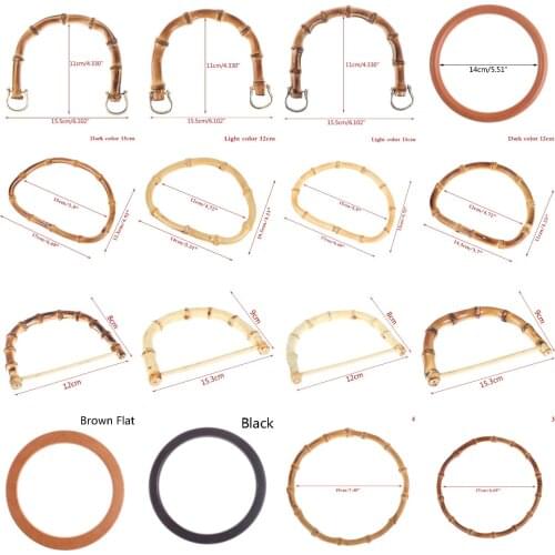 Handmade Handbag DIY Tote Purse Bag Frame D,O ,U Shape Bamboo Bag Handles Making Bag Accessories Replacement Brown Wood Handles