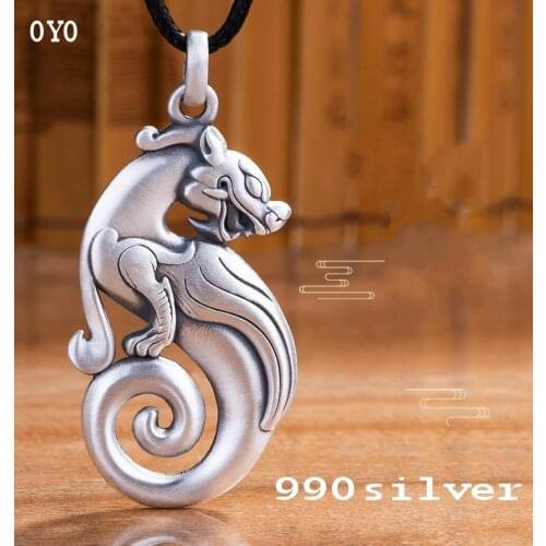 999 Foot Silver Lucky Ruxiu Pixiu Pendant Mens Sterling Silver Transporter Evil Retro Female Necklace Sweater Chain Pendant