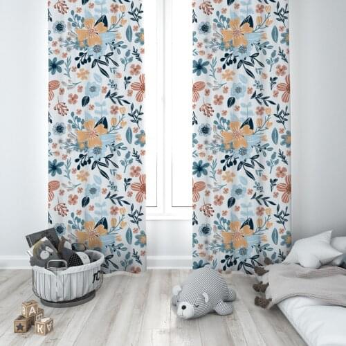 Curtains Children 3D Printed Decorative Items Home Childrens Room White Flowers Pattern 196
