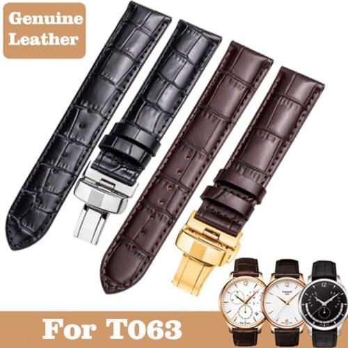First Layer Cowhide Replacement Strap for Tissot Bracelet 20mm T063610A T063639A Watch Strap T063 Watchbands Butterfly Buckle