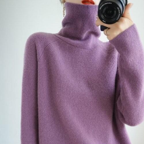 Super Warm Women Cashmere Sweaters and Pullovers Winter Turtleneck Thicken Solid Color Soft Tops Female Fashion Loose Jumper