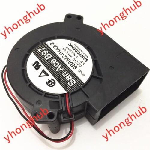 SANYO DENKI 9BAM24HA2-2 DC 24V 0.6A 2-Wire 97X97X33mm Server Blower Fan