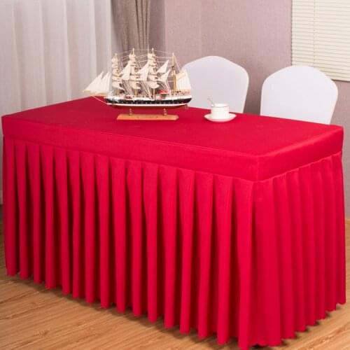 Table Skirts White Polyester Wedding Table Skirt Table Cloth Decoration Hotel Banquet Event Hotel Home Table Skirting Pink