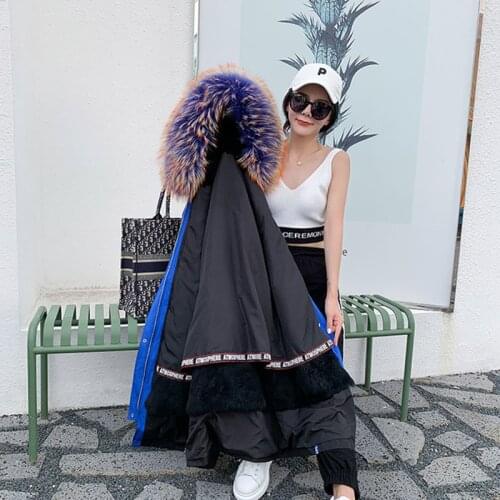 2021 Fashion Winter Jacket Women Real Fur Coat Natural Real Fox Fur Collar Loose Long Parkas Big Fur Outerwear Detachable