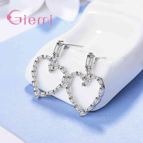 Delicate Simple Style Concise High Quality Heart Real 925 Sterling Silver Stud Earrings For Women Mother Beautiful Gift
