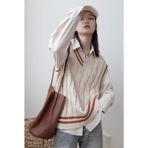 2021 Autumn Women White Long Sleeve Shirt + V-Neck Pullover Sleeveless Vest Office Casual Knitted Vest Women 2 Piece Set Q877