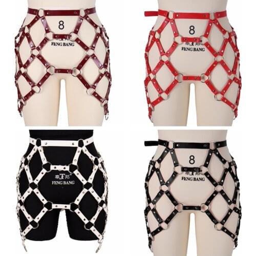 Women Adjust PU Leather Garter Belt Punk Elasticity Body Harness Sexy Harajuku Tight Leg Harness Bondage Suspender Strap Belts