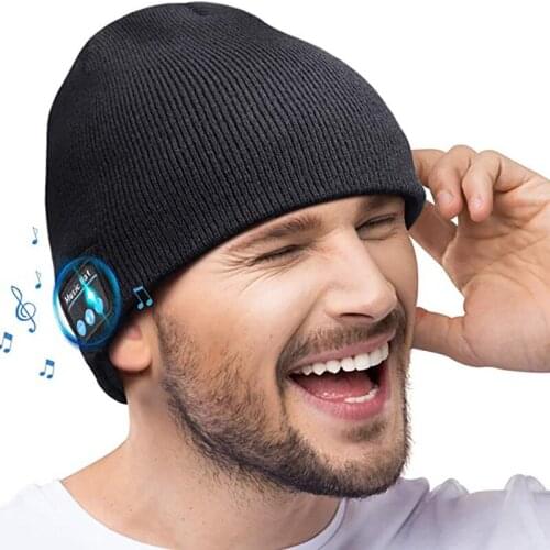 Winter Warm Music Hats Beanie Wireless Knitted Hat Stereo Sport Headphone Speaker Caps 2021 New Fashion Cycling Running Cap