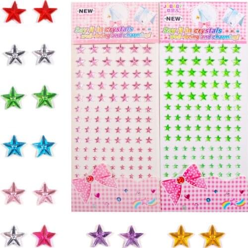 1 Sheet Multiple Colors Crystal Rhinestone Star Patches Self Adhesive Stickers for Scrapbook Craft Diamond Pentagram Sticker