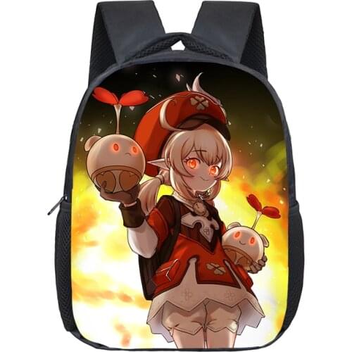 12 inch Anime Game Genshin Impact Kindergarten Backpack Children School Backpack for Girls Boys Mini Rucksack Mochila