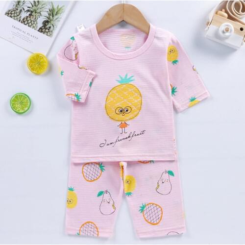 2020 Childrens Pajamas Set Summer Short-sleeve T Shirt+short Suit Kids Pyjamas Boys Girls Pajamas Cartoon Infant Baby Sleepwear