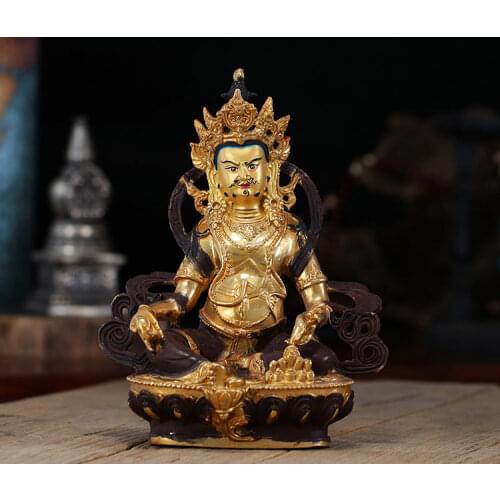 8 inch # GOOD Buddha Buddhist Buddhism family Safety wealth Yellow Jambhala money Fortune God Mammon buddha statue-free shipping
