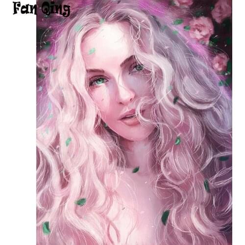 DIY Diamond Painting Full Square Pink Girl Diamond Embroidery Mosaic Full Display Picture Of Rhinestones Home Decor