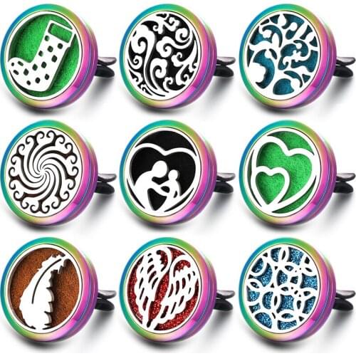 Angel Wings Car Air Freshener Stainless Steel Aroma Essential Oil Diffuser Perfume Locket Car Pendant Colorful Air Outlet Clip