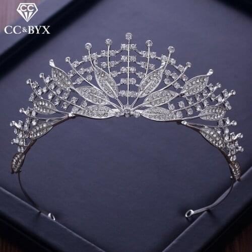 CC Tiaras And Crowns Hairbands Baroque Hollow Design Crystal Beads Engagement Wedding Hair Accessories For Bridal Jewelry XY064