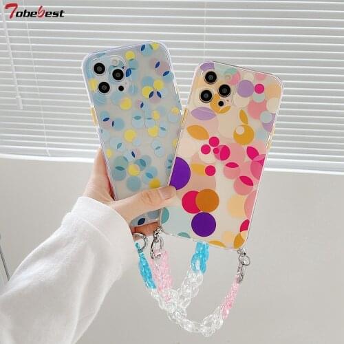 Tobebest Pink Blue Circle Bracelet Phone Cases for iphone 12 pro max 11 promax X XS XR 7 8 Plus SE 2020 12mini Chain Soft Cover