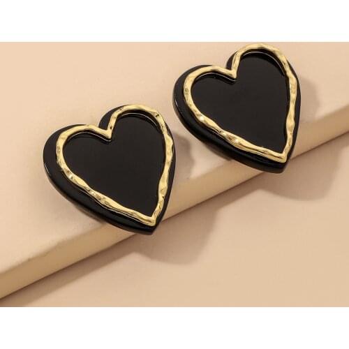 Black And White Metal Edge Acrylic Earrings High Quality Heart-shaped White Earrings Fashion Womens Earrings Light Pink Jewelry