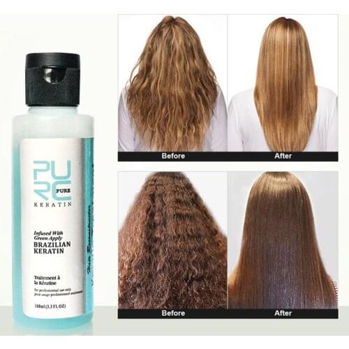 Pure Natural Green Apple Protein Treatment Repair Shampoo Hair Repair Set Care Hair Curly Straight Repair Hair Damage 100ml E1A0