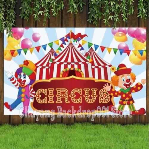 Circus Fiesta Photography Backdrop Clown Tiger Baby Shower Birthday Party Photo Studio Background Decor Banner Prop
