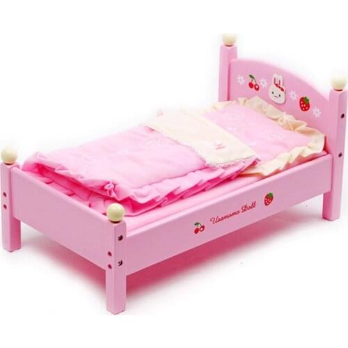 Wooden Princess strawberry Bed Childrens Simulated play house Early educationToy Girls Kindergarten toy