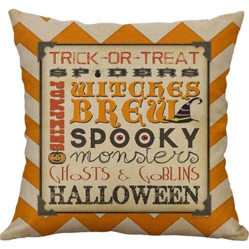 Halloween Retro Style Pillowcase, Poster Style Decorative Cotton Linen Pillow Cover, Festival Ornament Cushion Cases, Square