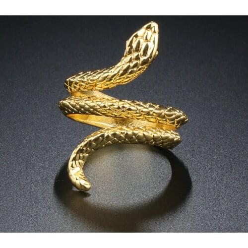 Retro Punk Snake Ring for Men Women Exaggerated Antique Siver Gold Opening Adjustable Rings Rock Exaggerated Jewelry