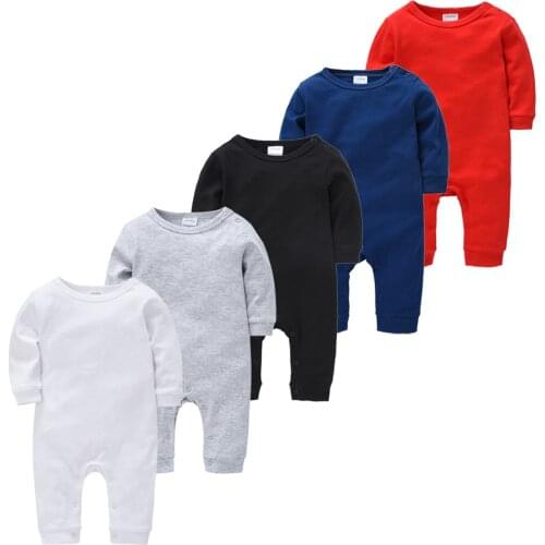 Honeyzone Newborn Baby Solid Rompers Full Sleeve Toddler Clothes Set Cotton Comfortable Baby Pijama bebe Jumpsuits New Clothing