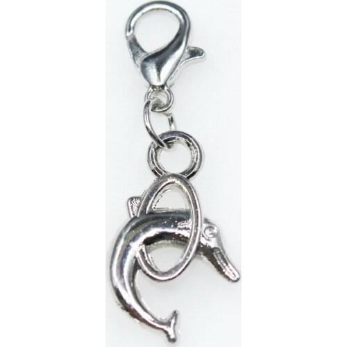 Sea Animal 20pcs Dolphins Carp Dangle Charms Lobster Clasp Hanging Charm DIY Bracelet Jewelry Accessory Charms