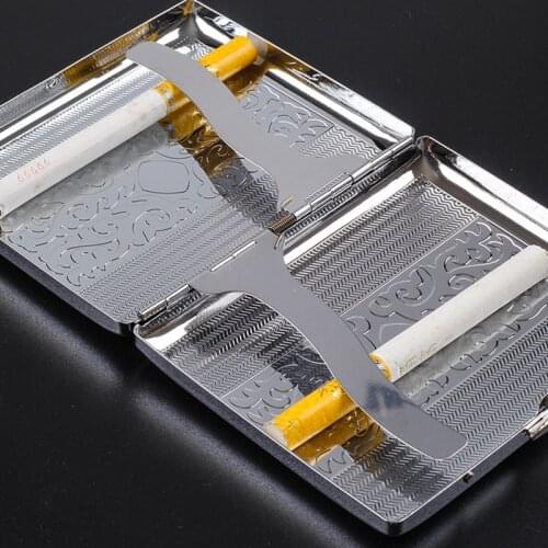 Silver Portable Metal Cigarette Case for 20 Cigarettes Flip Open Cigarette Storage Box Holder Travel Outdoor Smoking Tools Gifts