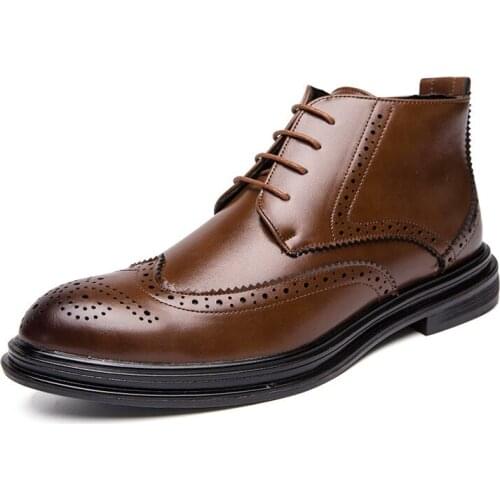 Men Dress Boots Formal Shoes High Quality Leather Brown Black Business Party Wedding Social Boot Comfortable Luxury Shoe