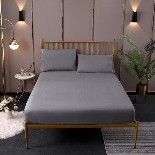 Cotton Mattress Protector Cover Brushed Fabric Fitted Sheets Breathable Bed Protection Pad Cover Anti-mite Bedding King Size